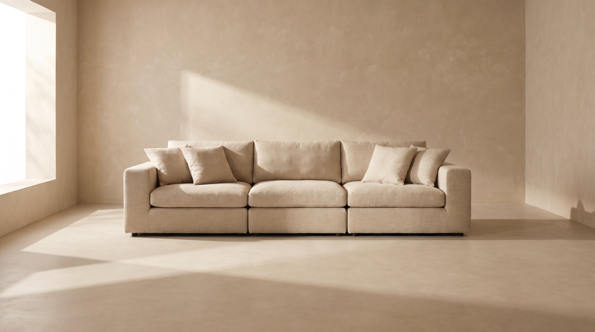 Canapé modulable en lin beige