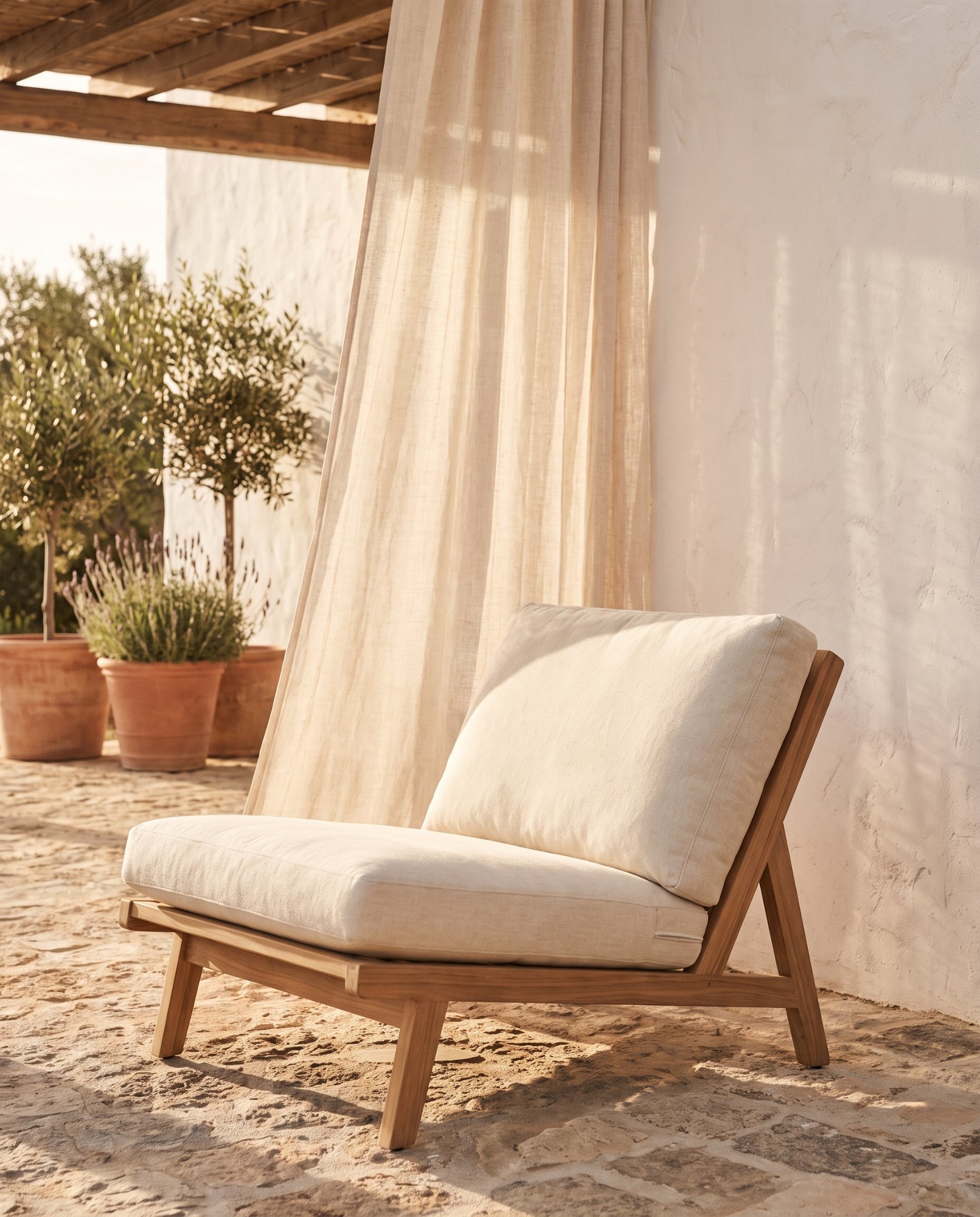 Fauteuil de jardin en teck sur une terrasse