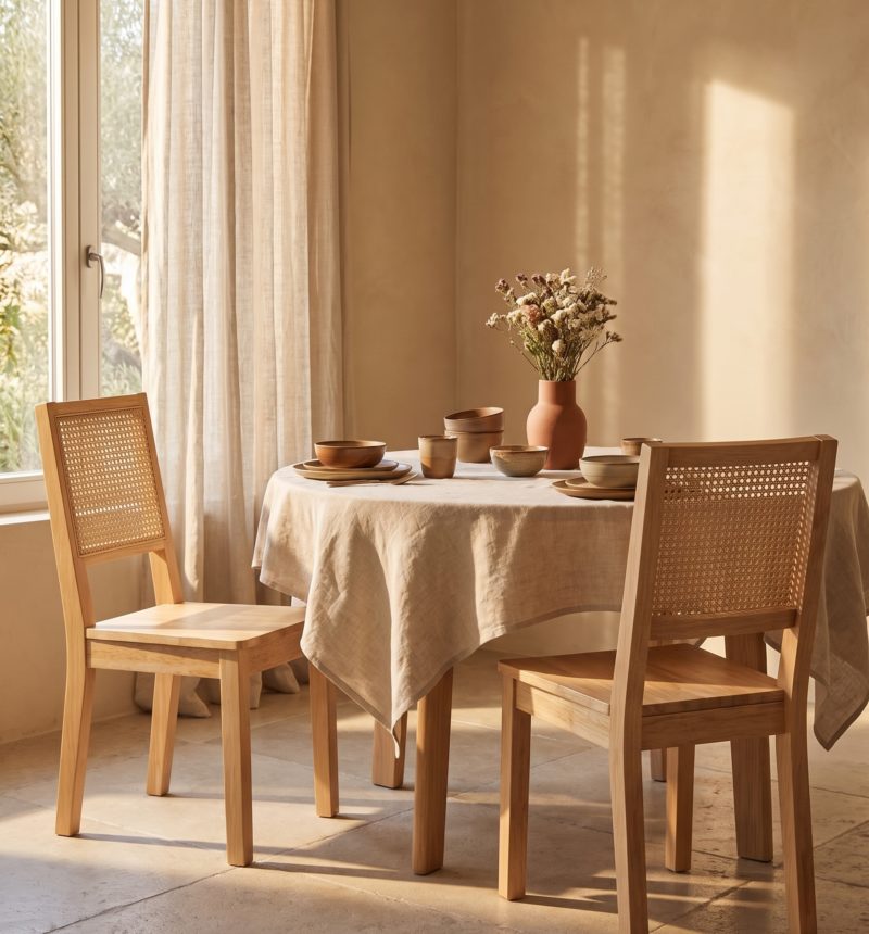 Chaise Louna, cannage – en situation