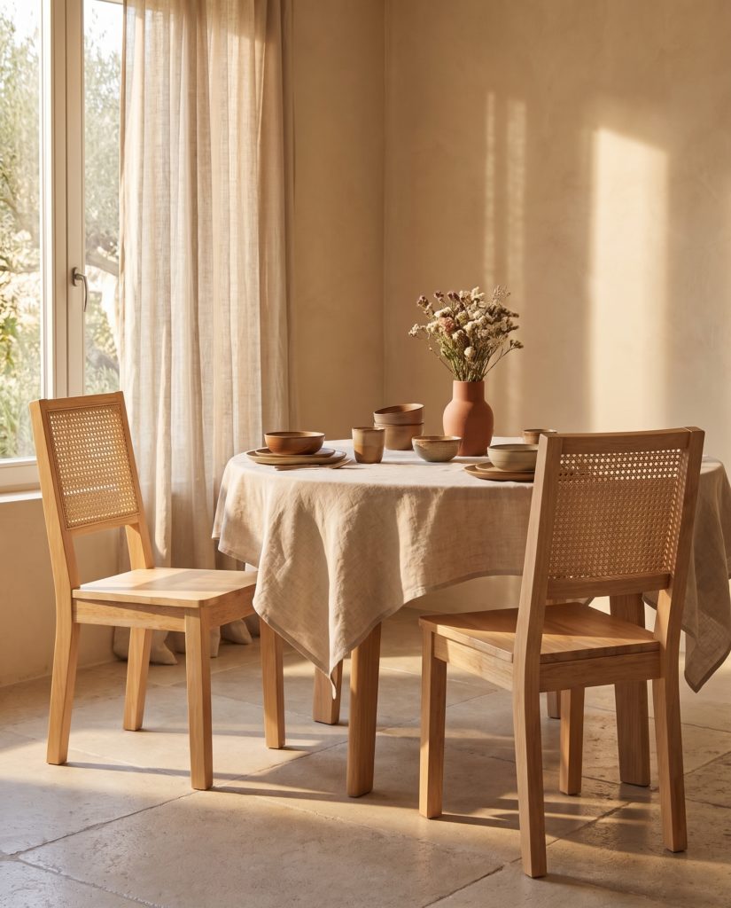 Chaise Louna, cannage – en situation
