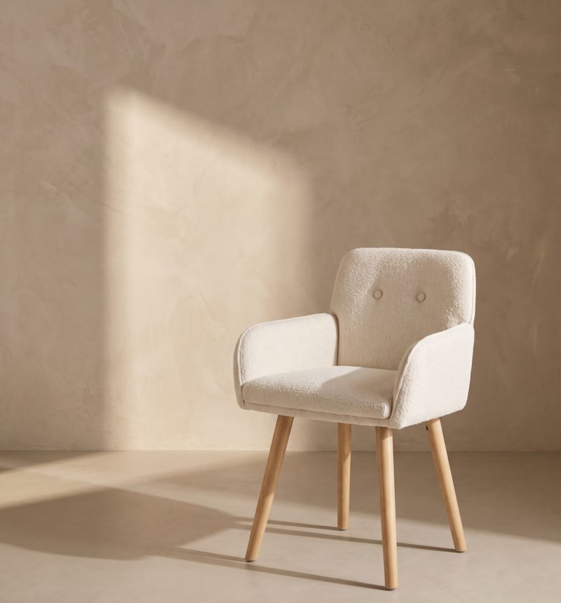 Chaise Maë, bouclé crème – vue produit