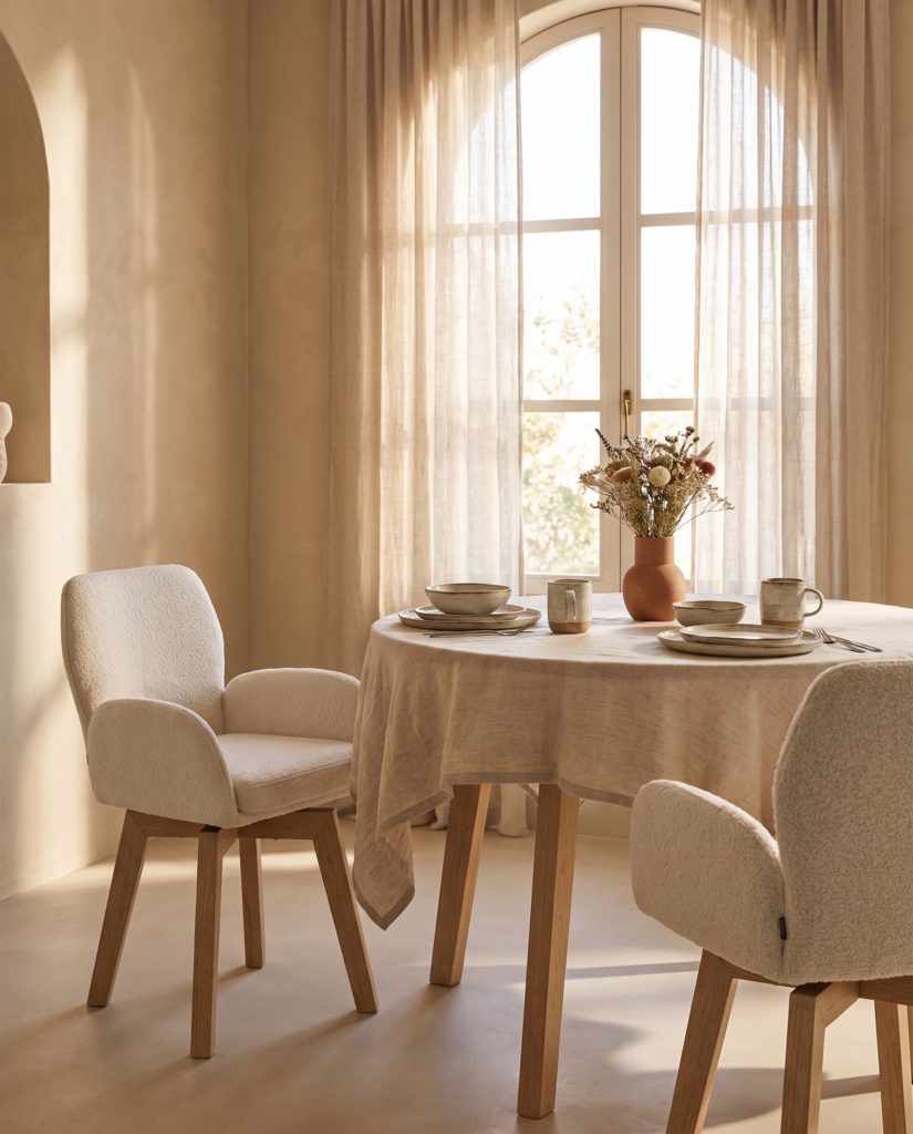 Chaise Iris, pivotante bouclé – en situation
