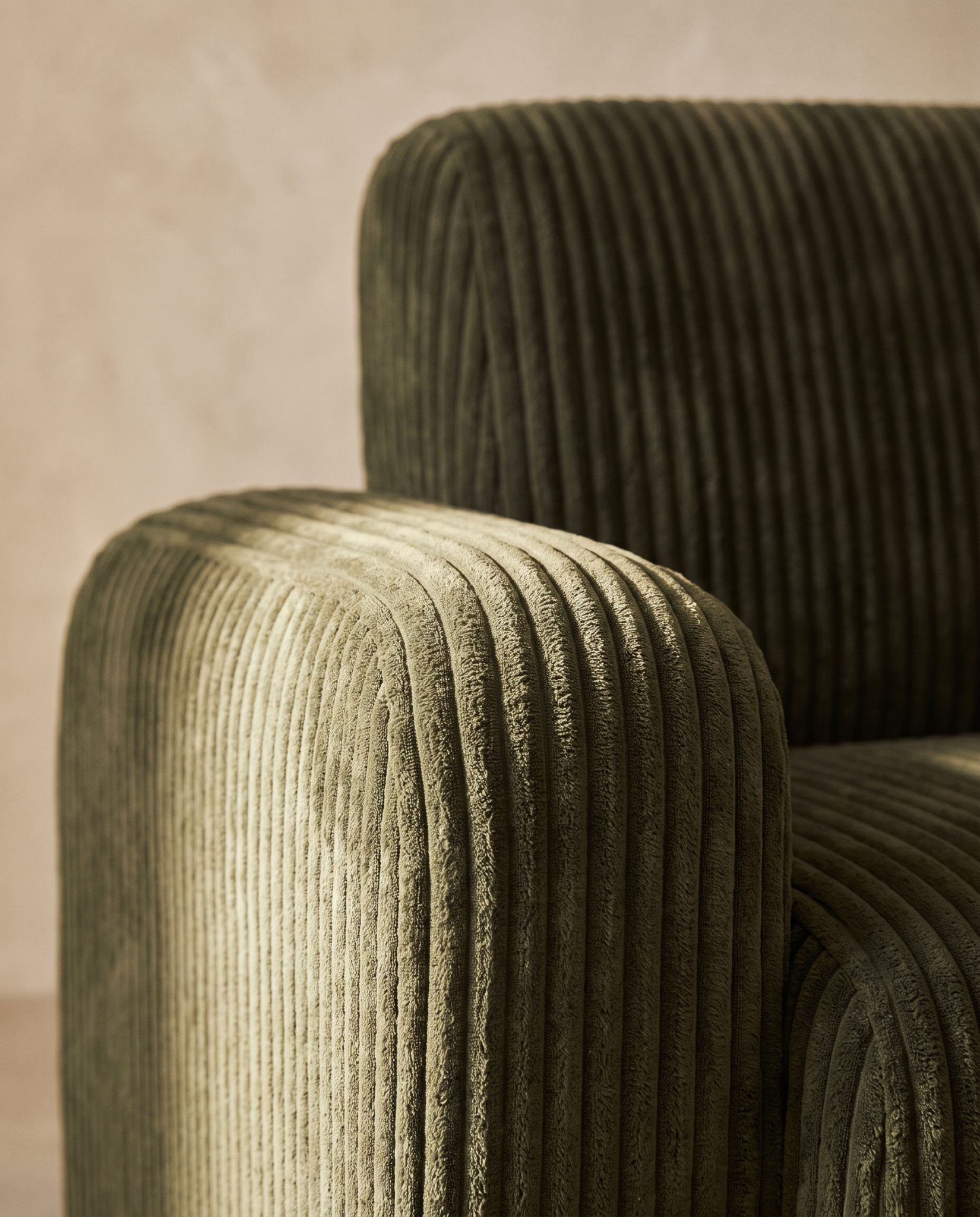 Fauteuil Sauge, velours côtelé – détail