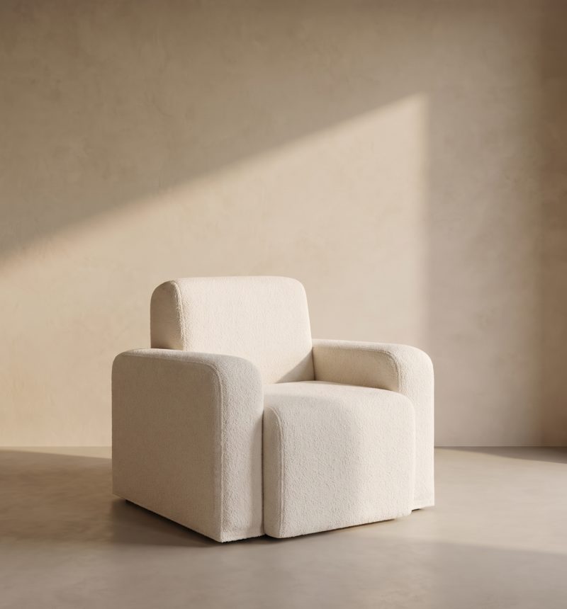 Fauteuil Solal, bouclé crème – vue produit