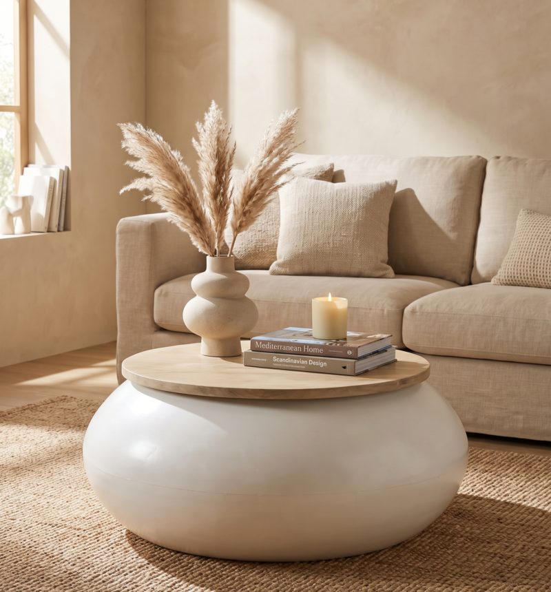 Table basse Ondine, blanche – en situation