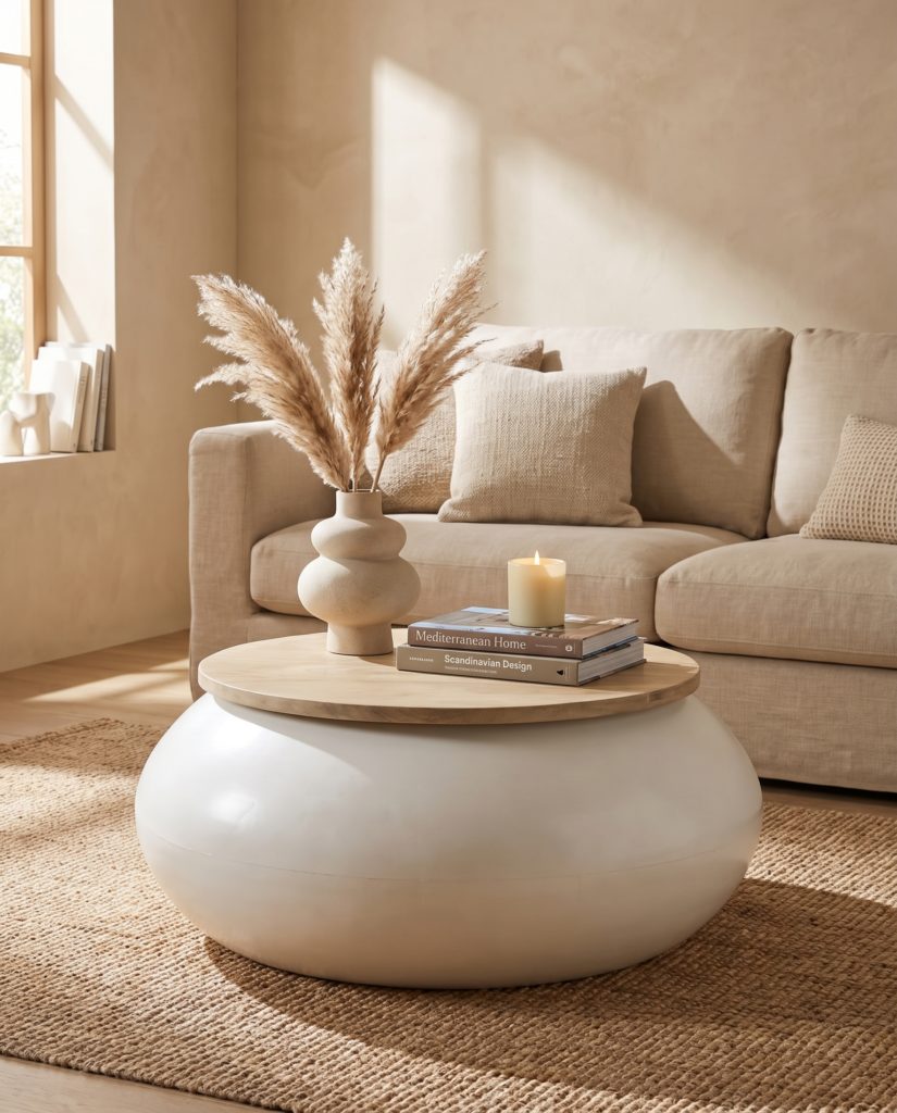 Table basse Ondine, blanche – en situation