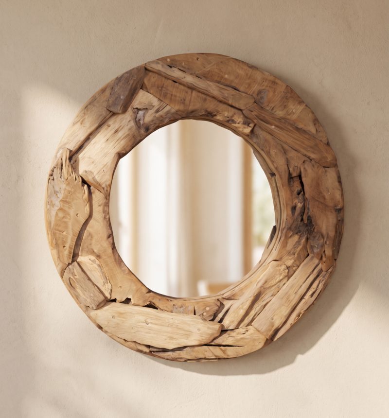 Miroir Soleil, teck – vue produit