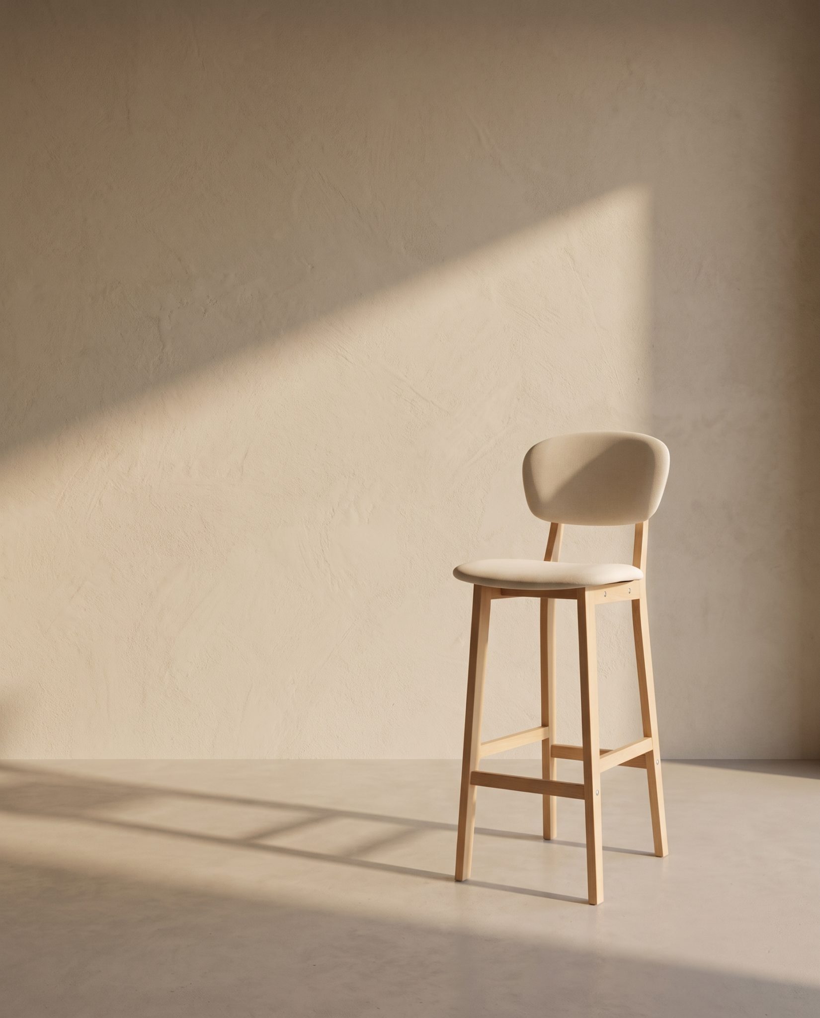 Tabouret de bar Nino, tissu crème – vue produit