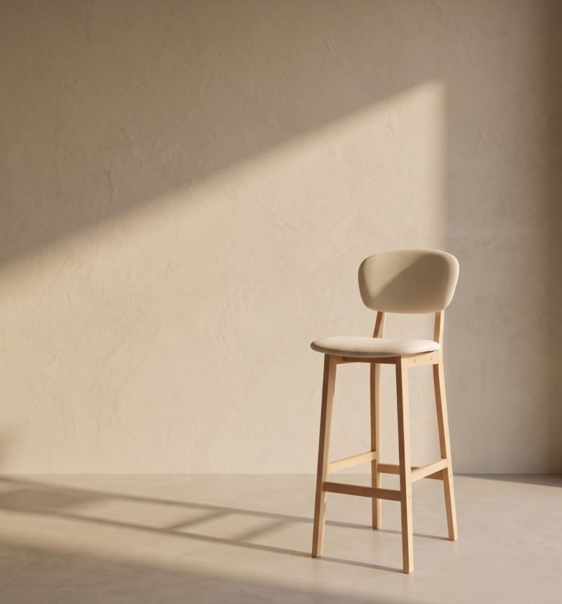 Tabouret de bar Nino, tissu crème – vue produit