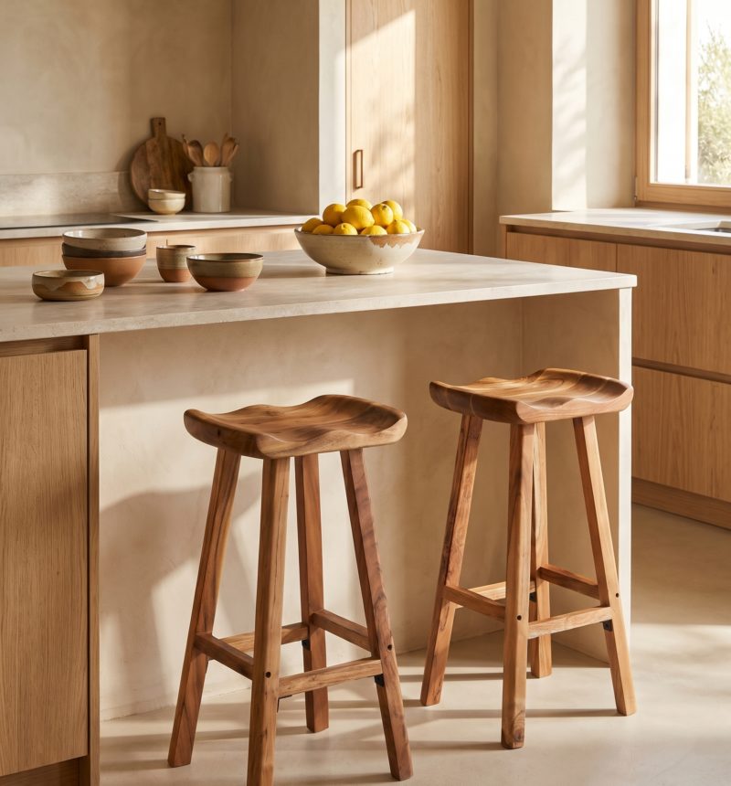 Tabouret de bar Arbo, acacia – en situation