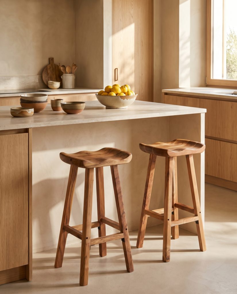 Tabouret de bar Arbo, acacia – en situation