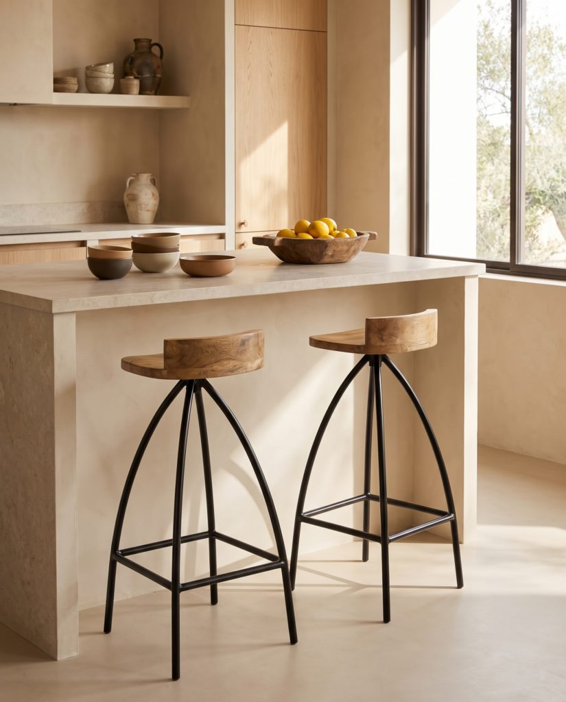 Chaise de bar Milo, manguier – en situation