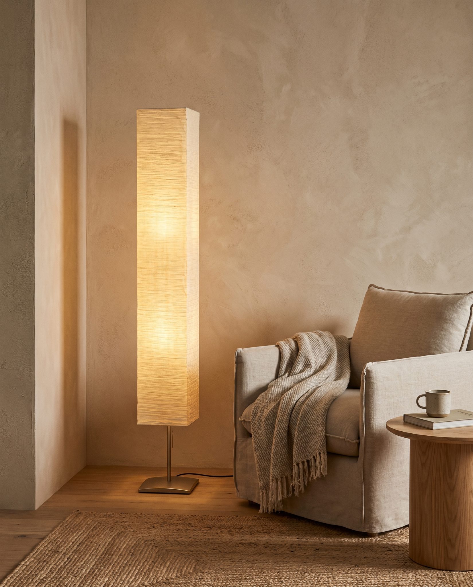 Lampadaire Washi, papier – en situation