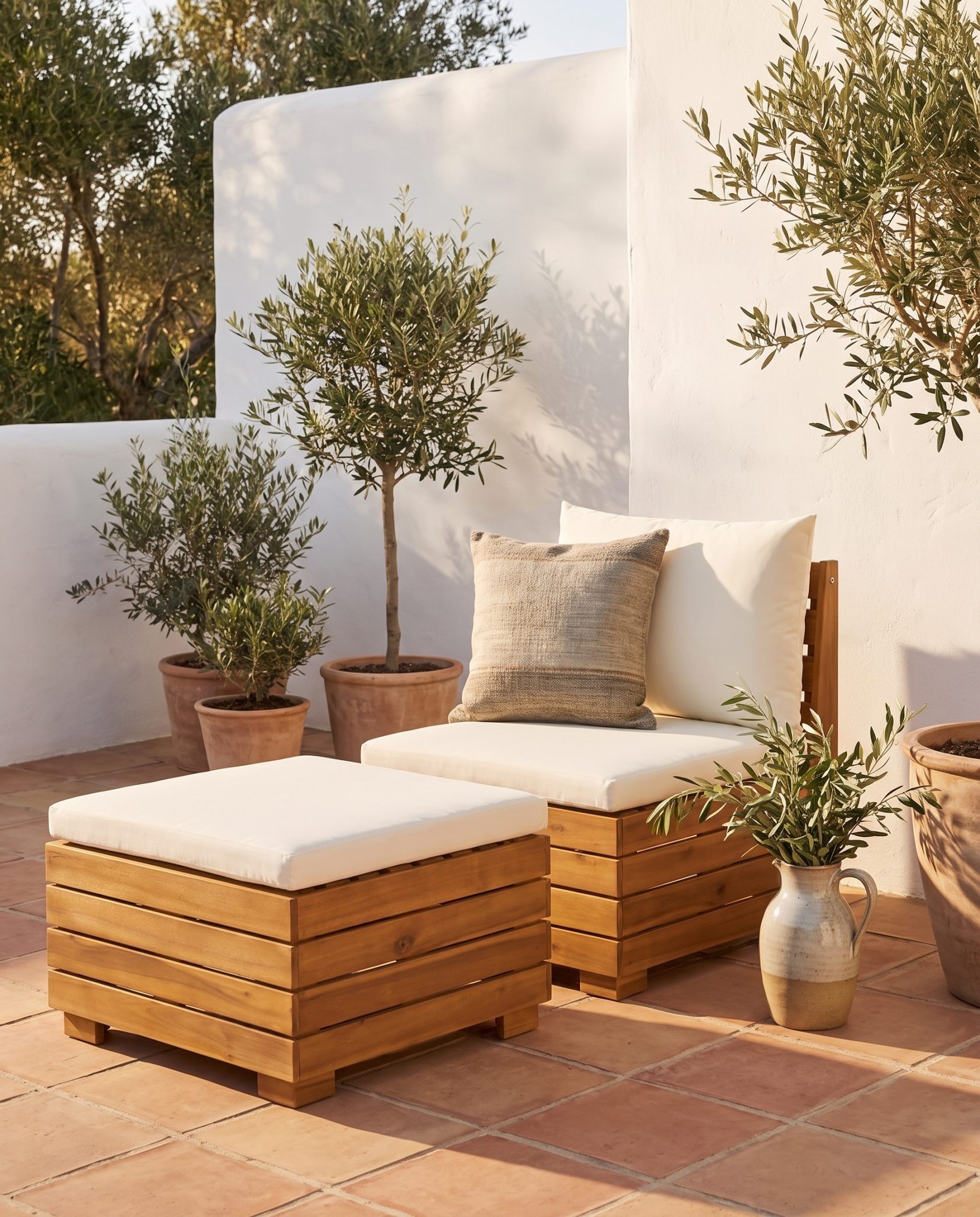 Fauteuil de jardin Sol, acacia – en situation