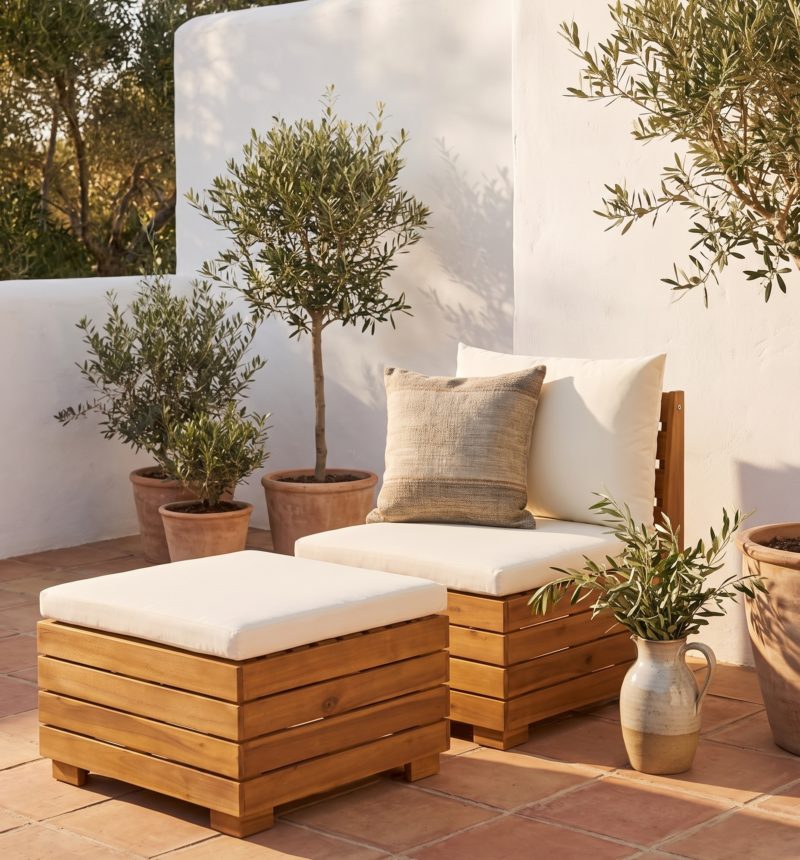 Fauteuil de jardin Sol, acacia – en situation