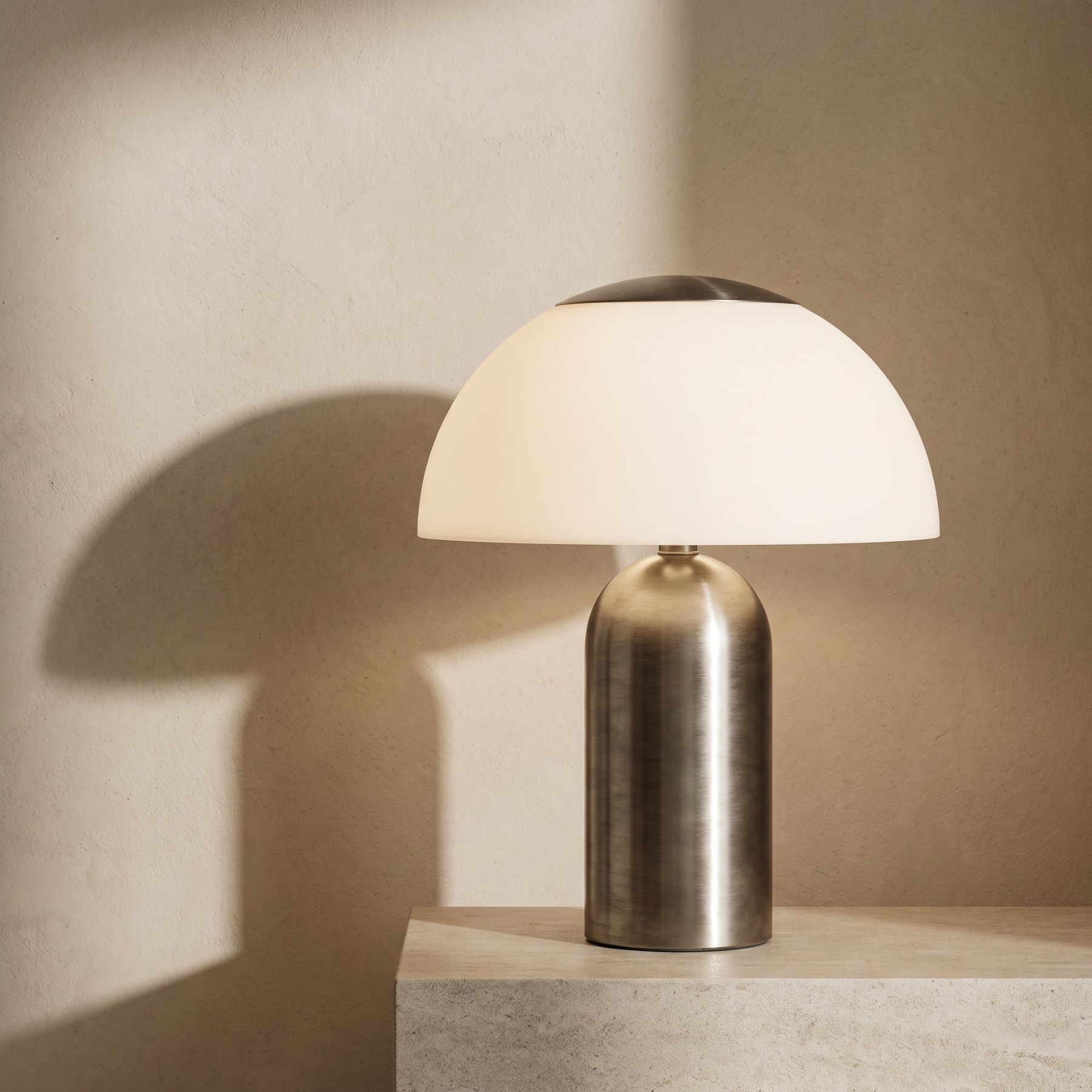 Lampe champignon en acier brossé