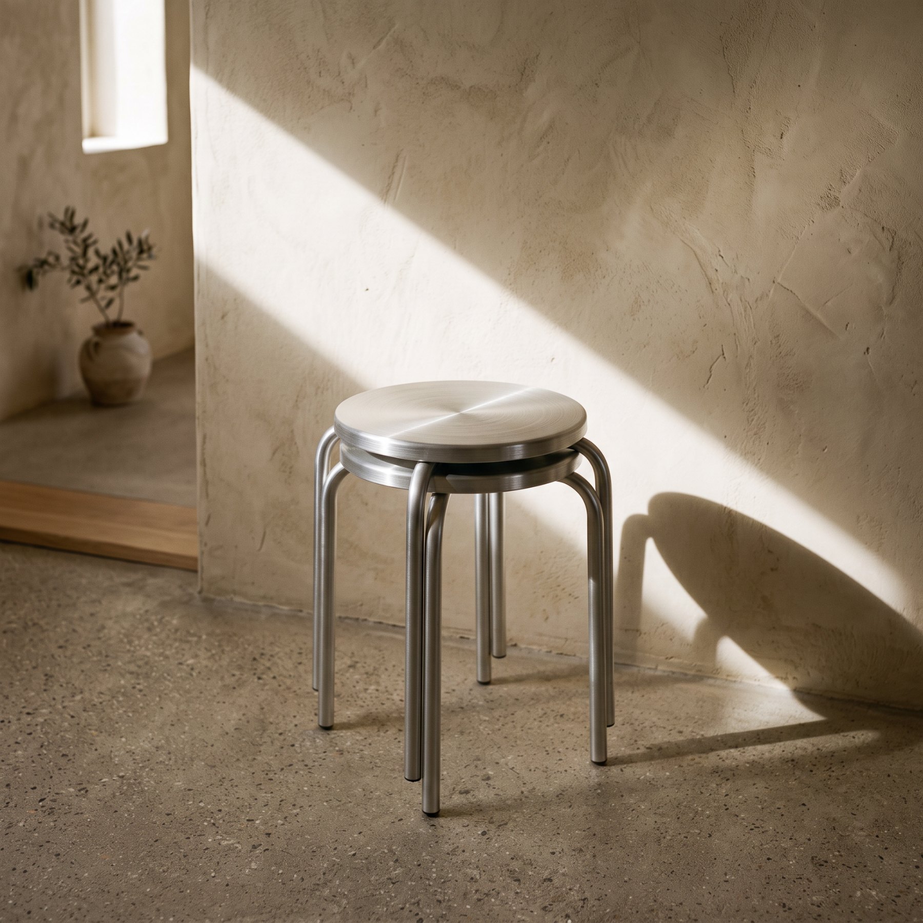 Tabouret en aluminium brossé