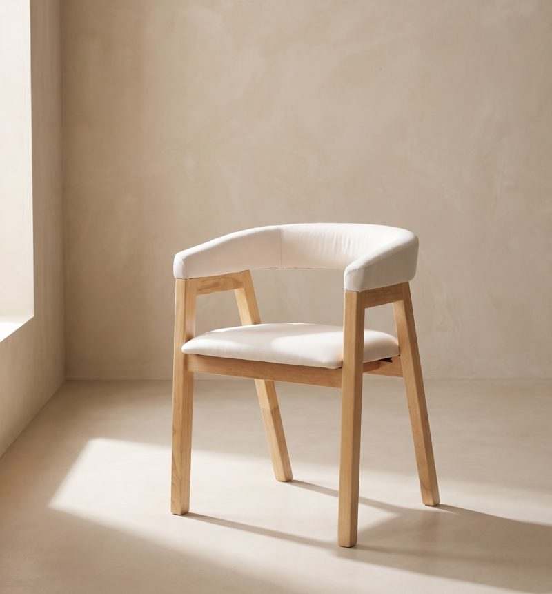 Chaise Anouk, bois et tissu crème – vue produit