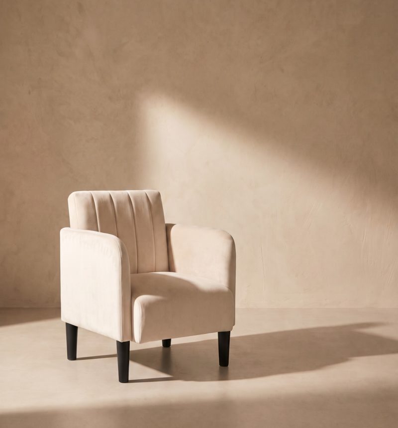 Fauteuil Agathe, velours crème – vue produit