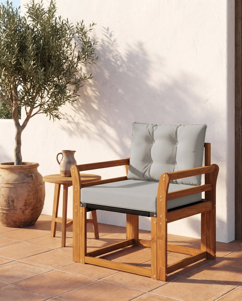 Fauteuil de jardin Ola, acacia – en situation